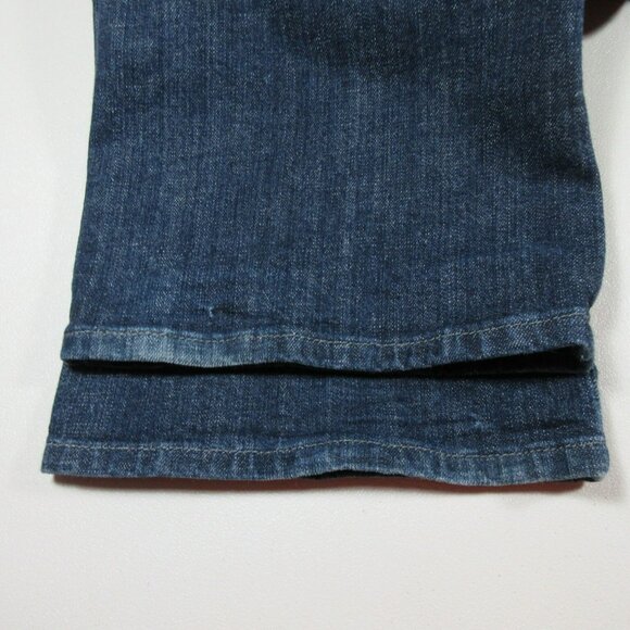 Levis womens women dark distressed 545 lowrise stretch flap boot jeans 14x32 EUC - Picture 8 of 8